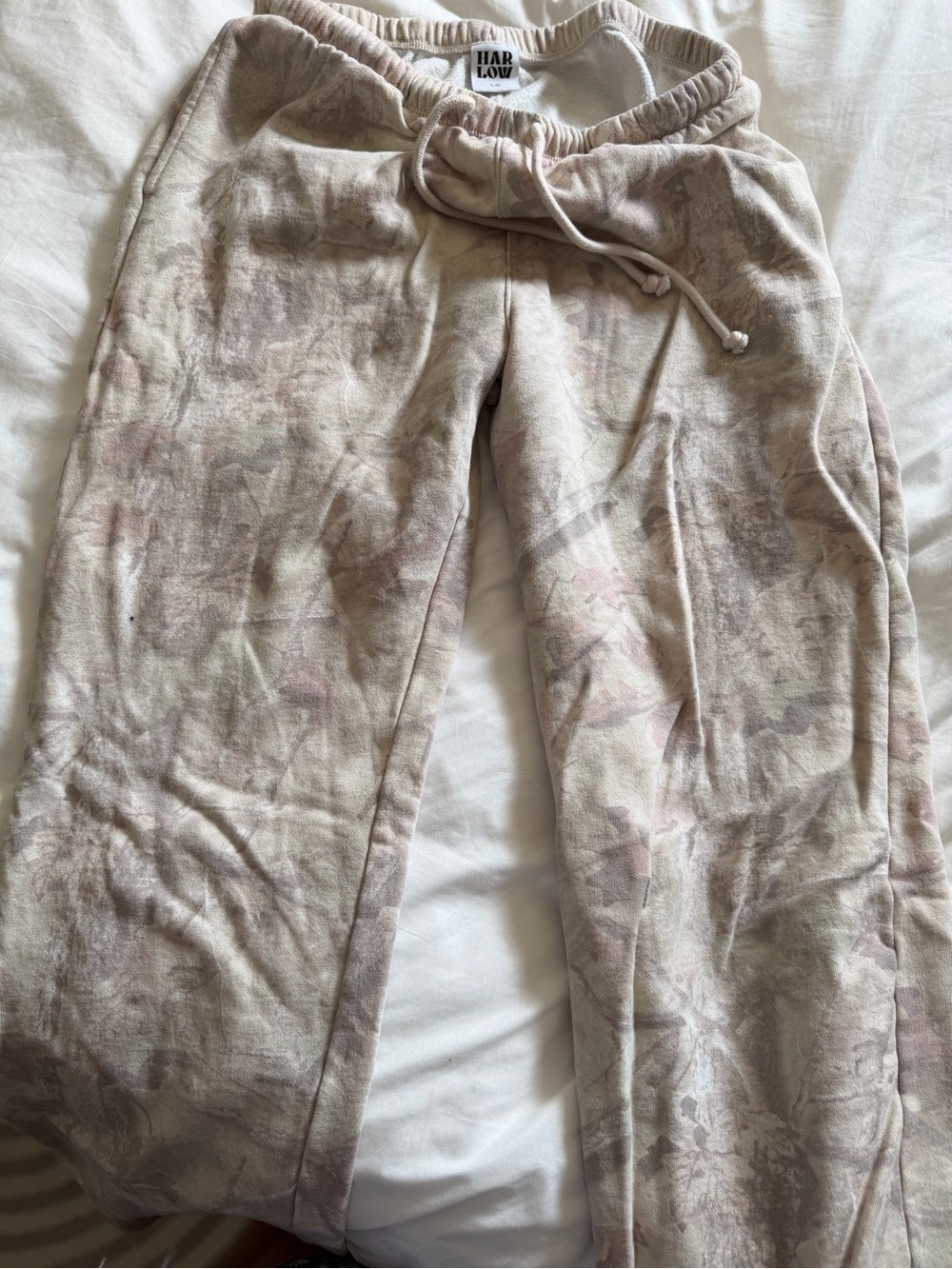 Harlow Neutral Tie-Dye Lounge Pants in Beige and Blush